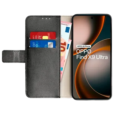 Just in Case PU-Leer Book Case Zwart OPPO Find X9 Ultra