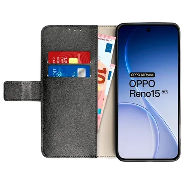 Just in Case Pelle PU Book Cover Nero OPPO Reno15 5G