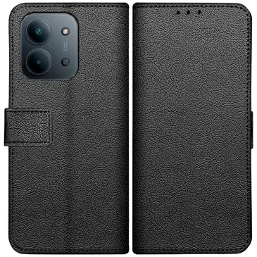 Just in Case Cuir PU Book Coque Noir POCO C85
