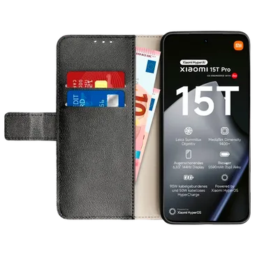Just in Case PU-Leder Book Hülle Schwarz Xiaomi 15T Pro