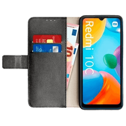 Just in Case Cuir Pu Book Coque Noir Xiaomi Redmi 10C