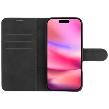 Just in Case Cuir Pu Premium Book Coque Noir Apple iPhone 16 Plus