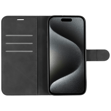 Just in Case Cuero Pu Premium Book Funda Negro Apple iPhone 16 Pro