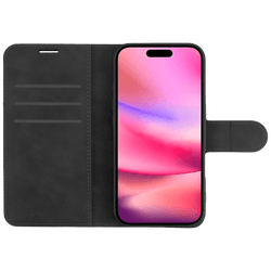 Just in Case PU-leer Premium Book Case Zwart Apple iPhone 16