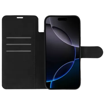 Just in Case Cuir PU Premium Book Coque Noir Apple iPhone 17 Pro