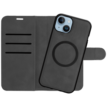 Just in Case Uitneembare Pu-Leather Book Case Black Apple iPhone 15 Plus