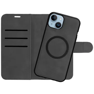 Just in Case Uitneembare Sztuczna Skóra Book Etui Czarny Apple iPhone 15