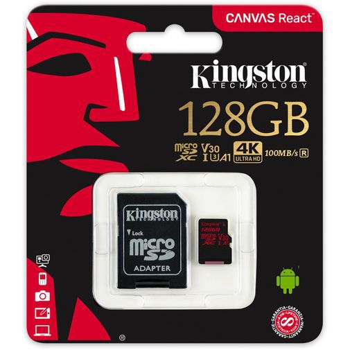 Kingston Canvas React microSDXC 128GB + SD-adapter