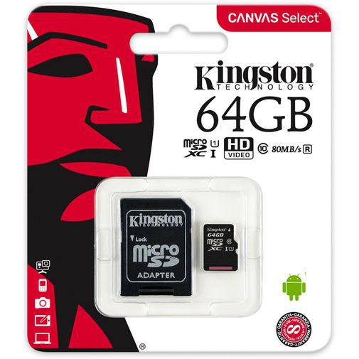 Kingston Canvas Select microSDXC 64GB + SD-adapter
