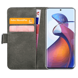 Mobilize Pu Lær Book Deksel Svart Motorola Edge 30 Fusion