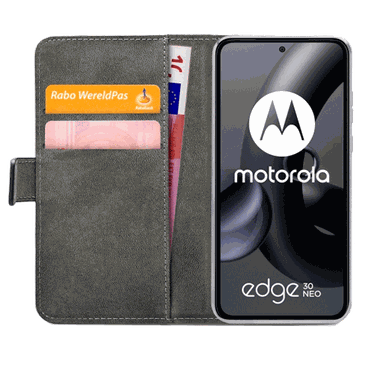 Mobilize Pu-Leather Book Case Black Motorola Edge 30 Neo