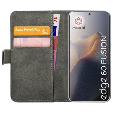 Mobilize Cuir Pu Book Coque Noir Motorola Edge 60 Fusion