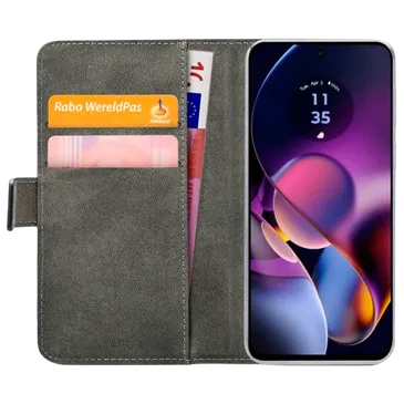 Mobilize Cuir PU Book Coque Noir Motorola Moto G54 Power