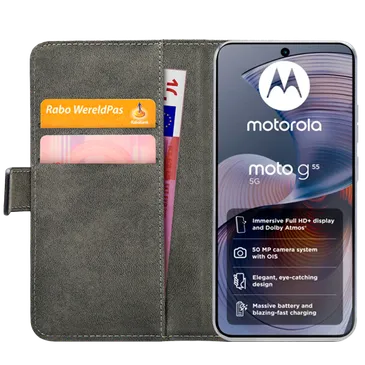  Mobilize Cuir Pu Book Coque Noir Motorola Moto G55 5G 