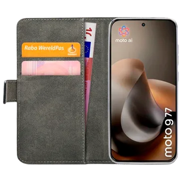 Mobilize Cuir PU Book Coque Noir Motorola Moto G67/G77