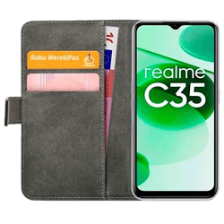 Mobilize PU-nahka Book Case Musta Realme C35/Narzo 50A Prime