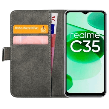Mobilize Book Case Couro-PU Preto Realme C35/Narzo 50A Prime