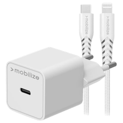 Mobilize USB-C Hurtiglader 20W + USB-C-Lightning Kabel Hvit