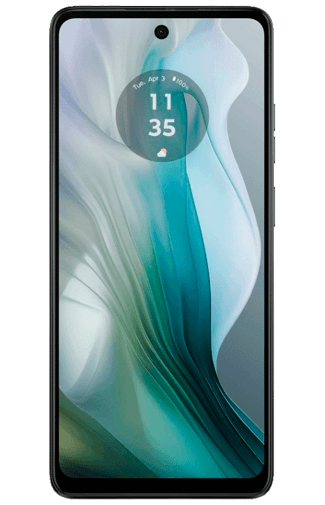 Motorola Moto E14 dengan kasus warna putih