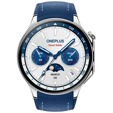 OnePlus Watch 2 Silber (Blaues Lederband)