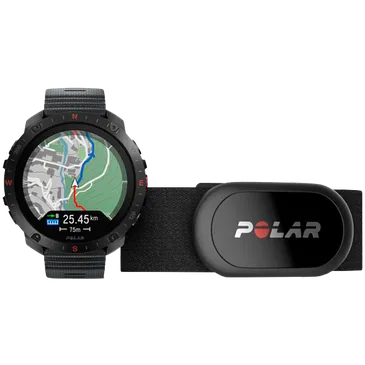 Polar Grit X2 Pro Noir S-L (Bracelet Silicone Noir) + H10 Capteur De Fréquence Cardiaque