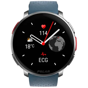Polar Vantage V3 Argent (Bracelet Silicone Bleu)
