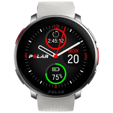 Polar Vantage V3 Argent (Bracelet Silicone Blanc)