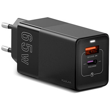PowerOak C65 GaN Dual USB USB-C Hurtiglader 65W Svart
