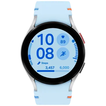 Samsung Galaxy Watch FE Sølv (Blå Silikonreim)