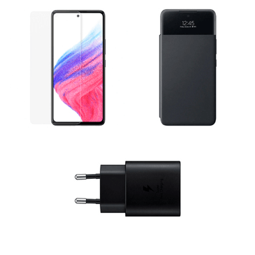 Samsung Smart S Book Case + Skjermbeskytter + Hurtiglader 25W Samsung Galaxy A53