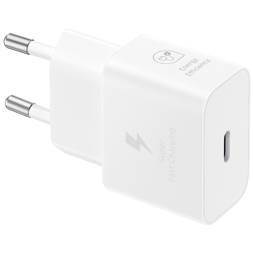 Samsung USB-C Chargeur 25W + USB-C Câble Blanc 