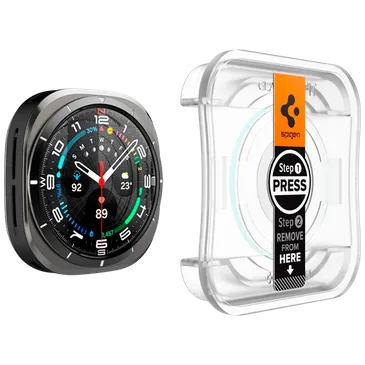 Spigen EZ Fit Tempered Glass Clear Screen Protector Samsung Galaxy Watch Ultra 2-Pack