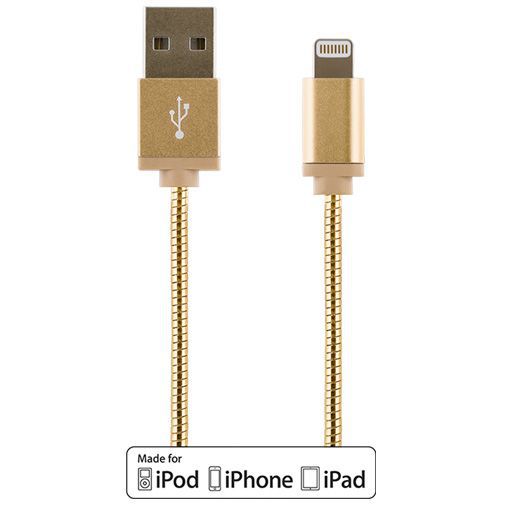 Streetz USB naar Lightning Kabel Metal Braided 1 meter Gold