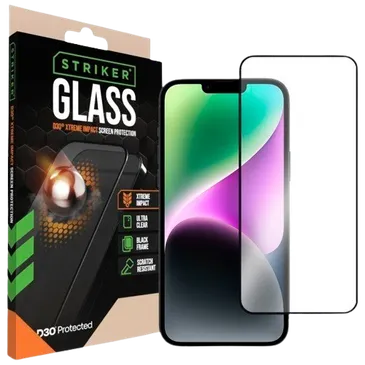 Striker D3O Tempered Glass Edge To Edge Screen Protector Apple iPhone 13/13 Pro/14/16e
