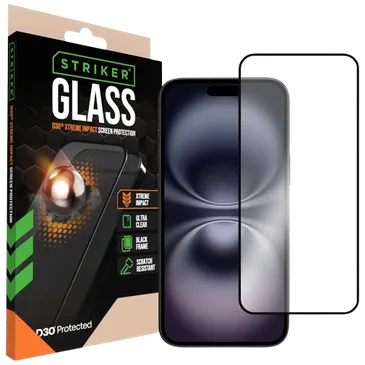 Striker D3O Tempered Glass Edge To Edge Screen Protector Apple iPhone 14 Pro Max/15 Plus/16 Plus